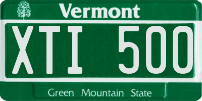 VT license plate XTI500