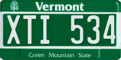 VT license plate XTI534