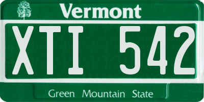 VT license plate XTI542
