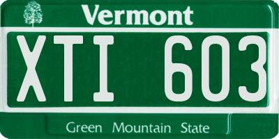 VT license plate XTI603