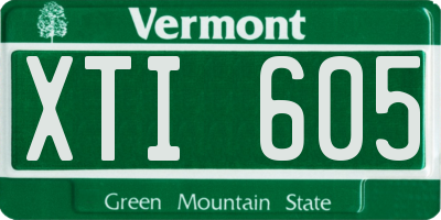 VT license plate XTI605