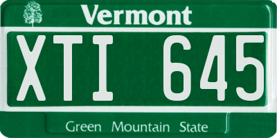 VT license plate XTI645