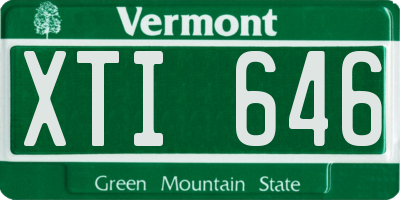 VT license plate XTI646