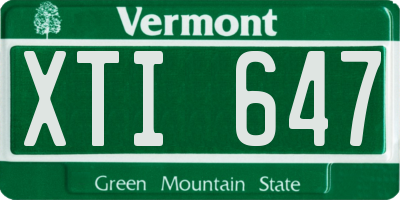 VT license plate XTI647