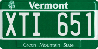 VT license plate XTI651
