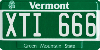 VT license plate XTI666