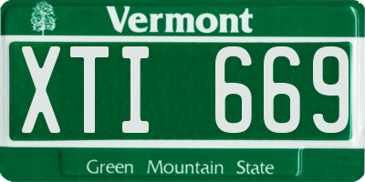 VT license plate XTI669