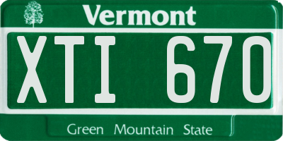 VT license plate XTI670