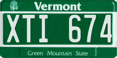 VT license plate XTI674