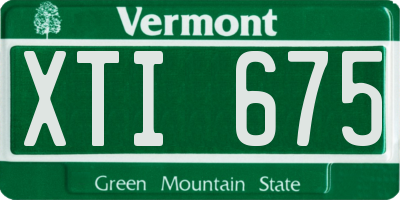 VT license plate XTI675