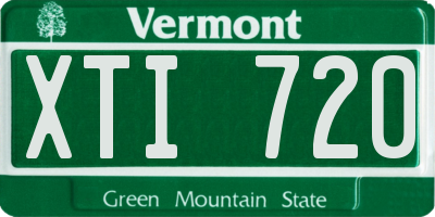 VT license plate XTI720