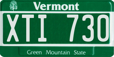 VT license plate XTI730