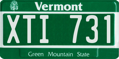 VT license plate XTI731