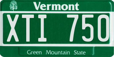 VT license plate XTI750