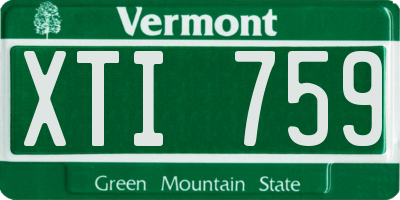 VT license plate XTI759
