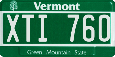 VT license plate XTI760