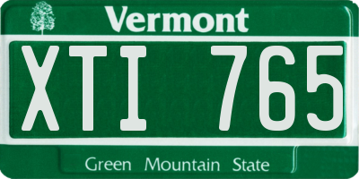 VT license plate XTI765