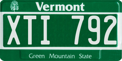 VT license plate XTI792