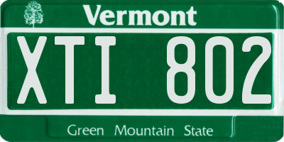VT license plate XTI802