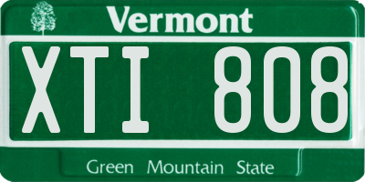VT license plate XTI808