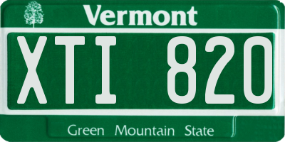 VT license plate XTI820
