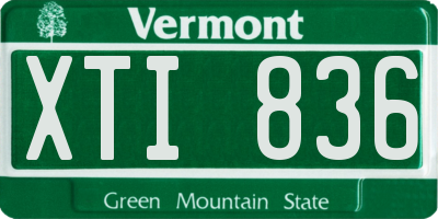 VT license plate XTI836
