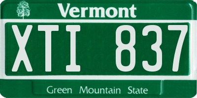 VT license plate XTI837