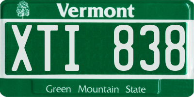 VT license plate XTI838