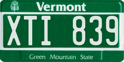 VT license plate XTI839
