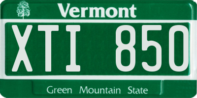 VT license plate XTI850