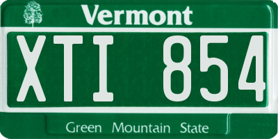 VT license plate XTI854