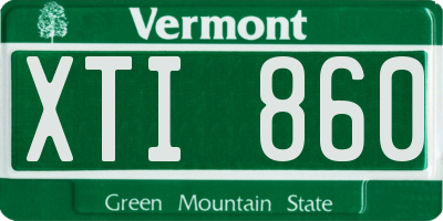 VT license plate XTI860