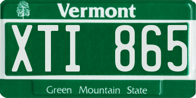 VT license plate XTI865