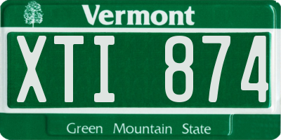 VT license plate XTI874