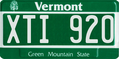 VT license plate XTI920
