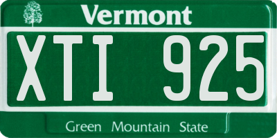 VT license plate XTI925