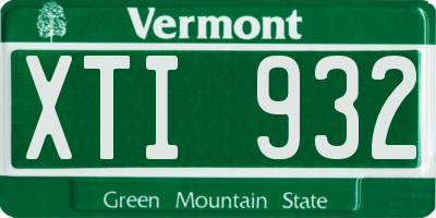 VT license plate XTI932