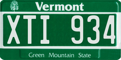 VT license plate XTI934