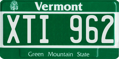 VT license plate XTI962