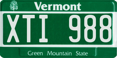 VT license plate XTI988