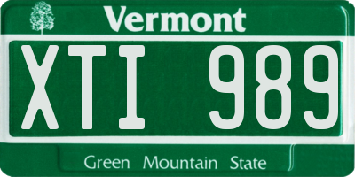 VT license plate XTI989