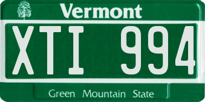 VT license plate XTI994