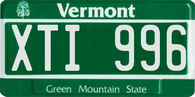 VT license plate XTI996