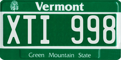 VT license plate XTI998