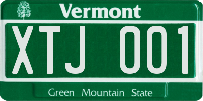 VT license plate XTJ001