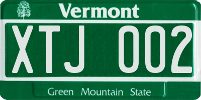 VT license plate XTJ002