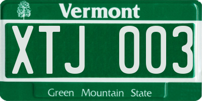 VT license plate XTJ003