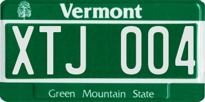 VT license plate XTJ004