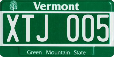 VT license plate XTJ005