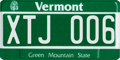 VT license plate XTJ006